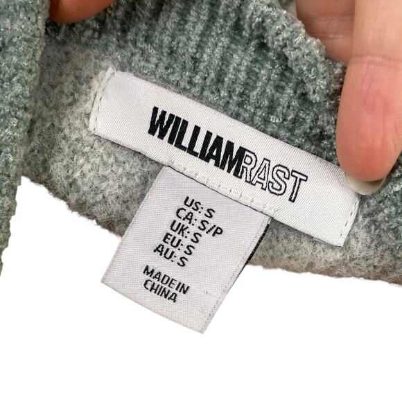 William Rast Green White Abstract Soft Knit Cropped Pullover Sweater SZ S - Picture 7 of 8